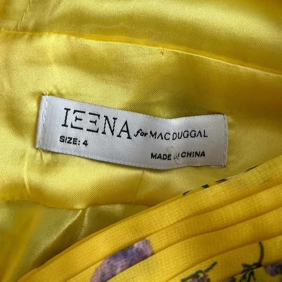 Mac Duggal Long Sleeveless Formal Floral Chiffon Maxi Yellow Dress Size 4 - Picture 11 of 16